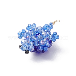 3D Electroplate Glass Seed Beaded Tortoise Pendants&nbsp;PALLOY-MZ00674-02