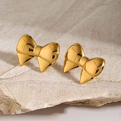 304 Stainless Steel Bowknot Stud Earrings&nbsp;PD6708