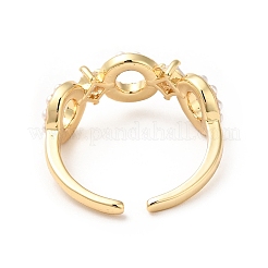 Clear Cubic Zirconia Infinity Open Cuff Ring with Acrylic Pearl&nbsp;KK-E060-19G