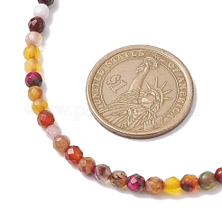 Faceted Round Natural Agate(Dyed & Heated) Beaded Necklaces for Women&nbsp;NJEW-JN04659-03