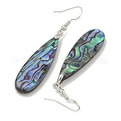 Rack Plating Brass Natural Paua Shell Dangle Earrings&nbsp;EJEW-N055-53P