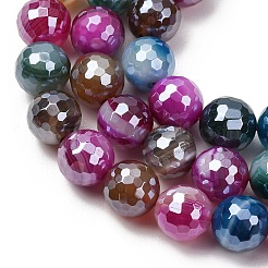 Electroplated Natural Agate Beads Strands&nbsp;G-B191-A07-10mm-11