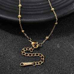 Natural Rhodonite Teardrop Pendant 304 Stainless Steel Satellite Chain Necklaces with Glass Beads&nbsp;NJEW-K255-57G
