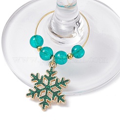 Snowflake Alloy Enamel Pendants Wine Glass Charms Sets&nbsp;AJEW-JO00229