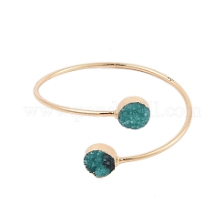 Dyed Natural Druzy Agate Beaded Cuff Bangle&nbsp;BJEW-N029-02G