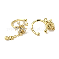 Rack Plating Brass Pave Clear Cubic Zirconia Flower Cuff Earrings for Women&nbsp;EJEW-P280-08G