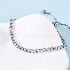304 Stainless Steel with Clear Cubic Zirconia Link Chain Bracelets&nbsp;BJEW-G754-03P-04