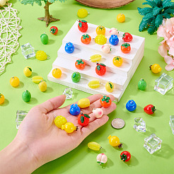 48Pcs 12 Styles Fruit Theme Opaque Resin Pendants&nbsp;RESI-TA0005-58