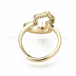 Brass Micro Pave Clear Cubic Zirconia Peg Bails Adjustable Finger Ring Settings&nbsp;KK-S356-173G-NF