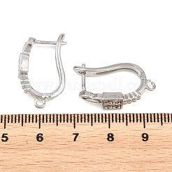 Brass Micro Pave Clear Cubic Zirconia Hoop Earring Findings&nbsp;KK-K340-35P