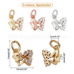 12Pcs 3 Colors Brass Micro Pave Cubic Zirconia Charms&nbsp;ZIRC-CA0001-05