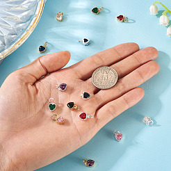 14Pcs 14 Colors Brass Micro Pave Cubic Zirconia Pendants&nbsp;KK-TA0002-09