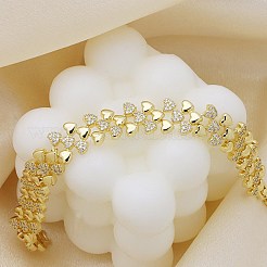 Brass Micro Pave Clear Cubic Zirconia Link Chain Bracelets for Women&nbsp;BJEW-P366-01B-G