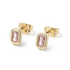 Cubic Zirconia Rectangle Stud Earrings&nbsp;EJEW-B014-23G