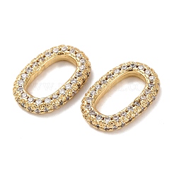 Brass Micro Pave Clear Cubic Zirconia Oval Linking Rings&nbsp;KK-K408-65G-01