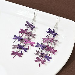 430 Stainless Steel Dragonfly Dangle Earrings&nbsp;EJEW-A137-04P-05
