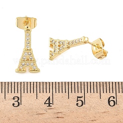 Brass Micro Pave Clear Cubic Zirconia Stud Earrings&nbsp;EJEW-Z144-27G