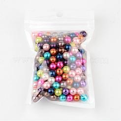 Mixed Color Imitation Pearl Acrylic Mardi Gras Round Beads&nbsp;X-PACR-8D-M