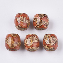 Printed Natural Wood Large Hole Beads&nbsp;WOOD-R251-01-LF