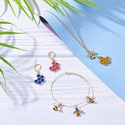 8Pcs 8 Style Bee & Honeycomb Dangle Leverback Earrings for Women&nbsp;HJEW-NB0001-36