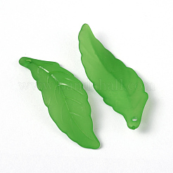 Green Transparent Frosted Acrylic Leaf Pendants for Chunky Necklace Jewelry&nbsp;X-FACR-R003-1