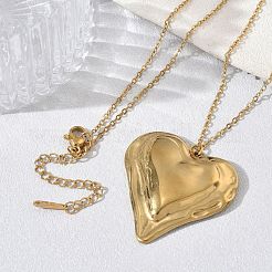 Valentine's Day 304 Stainless Steel Textured Pendant Necklaces&nbsp;SA-CBA5A8D-06G