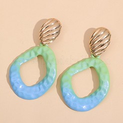 Baking Paint Alloy Rhombus Stud Dangle Earrings for Women&nbsp;WG48396-01