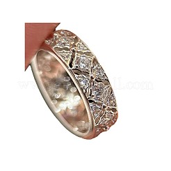 Rhombus Pattern 925 Sterling Silver with Crystal Rhinestone Finger Rings&nbsp;FS-WG922B2-02