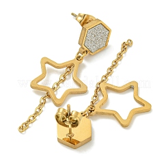 Ion Plating(IP) 304 Stainless Steel Star Dangle Stud Earrings&nbsp;EJEW-G400-42G-02