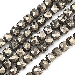 Natural Gold Pyrite/Golden Pyrite Beads Strands&nbsp;G-G458-G01-5x5mm