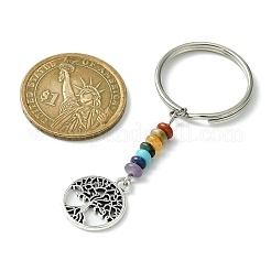 Alloy Flat Round & Heart with Tree of Life Pendant Keychain&nbsp;KEYC-JKC00591