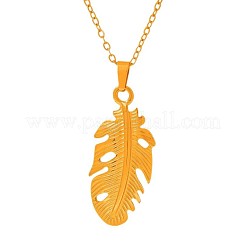 304 Stainless Steel Leaf Pendant Necklaces for Women&nbsp;DL2370-1