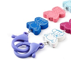 Printed Elephant Natural Dyed Wood Beaded Necklaces&nbsp;NJEW-JN03527