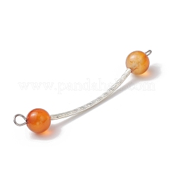 7Pcs 7 Styles Dyed Natural Quartz & Carnelian & Rose Quartz & Black Onyx & Malaysia Jade Round Beads Brass Tube Connector Charms&nbsp;PALLOY-JF03714