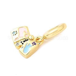 Brass Micro Pave Clear Cubic Zirconia European Dangle Charms&nbsp;KK-F904-17G
