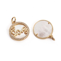 Brass Micro Pave Clear Cubic Zirconia Pendants&nbsp;ZIRC-L091-014G