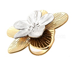 Flower 304 Stainless Steel Finger Rings&nbsp;LS-RJEW-G339-02GP