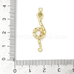 Brass Clear & Green Cubic Zirconia Snake Connector Charms&nbsp;KK-D317-149G