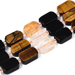 Natural Obsidian & Citrine & Tiger Eye Beads Strands&nbsp;G-N358-02A-05