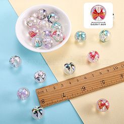 30Pcs 5 Colors UV Plating Iridescent Transparent Acrylic Beads&nbsp;OACR-SZ0001-89