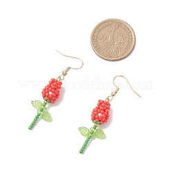 Stainless Steel Glass Flower Dangle Earrings&nbsp;EJEW-MZ00574