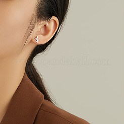 Anti-Tarnish Rhodium Plated Sterling Silver Stud Earrings&nbsp;EJEW-BB67168-P