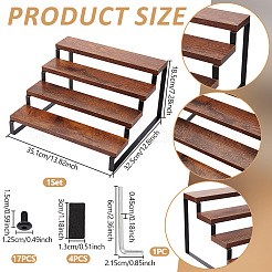 Rectangle 4 Layer Wood & Iron Storage Rack&nbsp;AJEW-WH0410-194