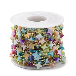 Colorful Natural Shell Star & Brass Beaded Link Chains&nbsp;CHS-C008-03G