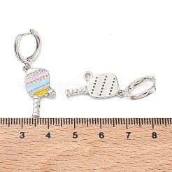 Brass Micro Pave Cubic Zirconia Dangle Hoop Earrings for Women&nbsp;EJEW-A168-05P