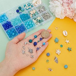 Ocean Theme DIY Synthetic Turquoise & Natural Cowrie Shell Bracelets Making Kits&nbsp;DIY-PH0028-54
