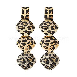 Leopard Print Alloy Dangle Stud Earrings&nbsp;EJEW-K304-01B-G