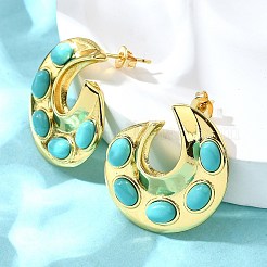Flat Round Brass Stud Earrings&nbsp;EJEW-Z086-06G