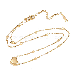Valentine's Day 304 Stainless Steel Heart Pendant Satellite Chain Necklaces for Women&nbsp;NJEW-K306-03G