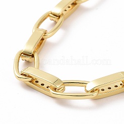 Clear Cubic Zirconia Oval Link Chain Bracelet&nbsp;BJEW-E015-01G